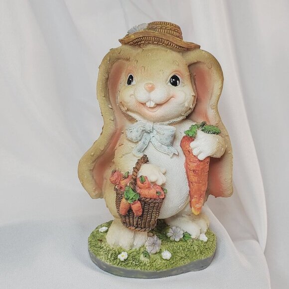 Easter Bunny Couple Resin Figurine Set Spring Decoration 5.5" Tall Resin - Picture 4 of 11